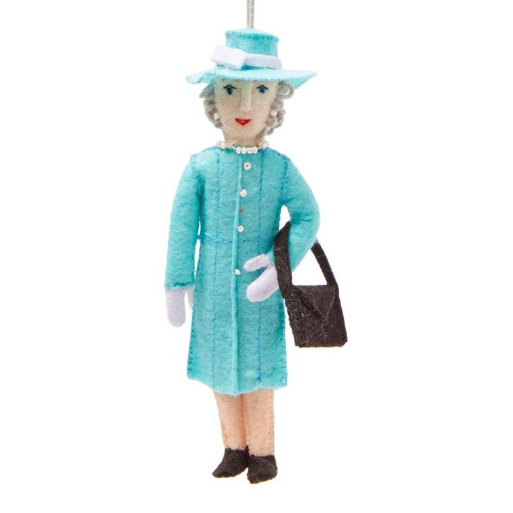 Royal Family Queen Elizabeth Handmade Ornament - Turquoise Dress